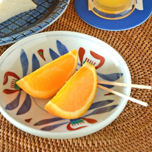 和食器・砥部焼　あか花の取皿(4.6寸)