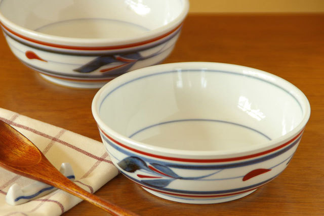 【砥部焼 梅山窯】みつ葉の多用鉢(4.7寸)