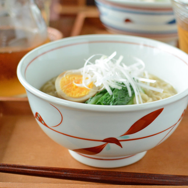 和食器・砥部焼　赤笹の丼鉢(5.2寸)