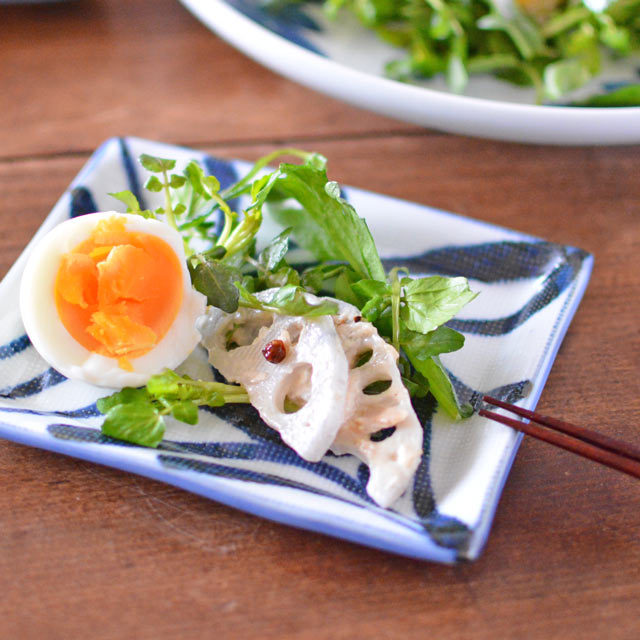 からくさの布目角皿(4.6寸)