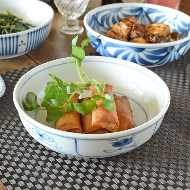 和食器・砥部焼　なずなの平鉢(6寸)