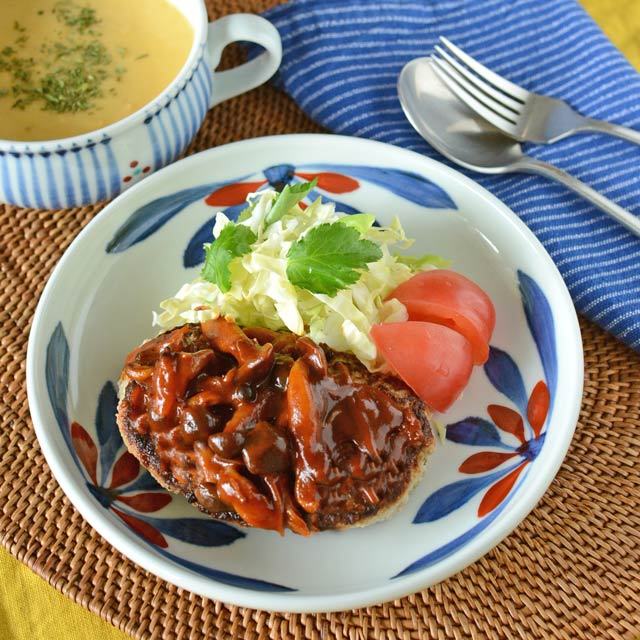 和食器・砥部焼　ごす赤菊の切立丸皿(6寸)
