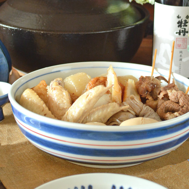 和食器・砥部焼　ごす巻赤線の平鉢(7寸)