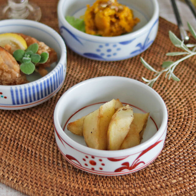 【砥部焼 梅山窯】赤太陽の切立小鉢（3.6寸）○