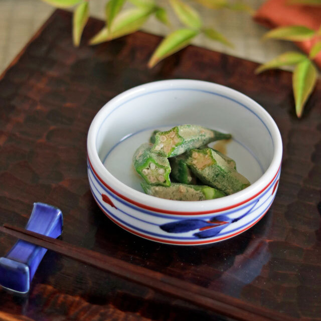 【砥部焼 梅山窯】みつ葉の切立小鉢（3.6寸）○