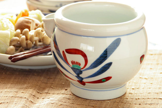 【砥部焼 梅山窯】あか花の片口鉢(大)