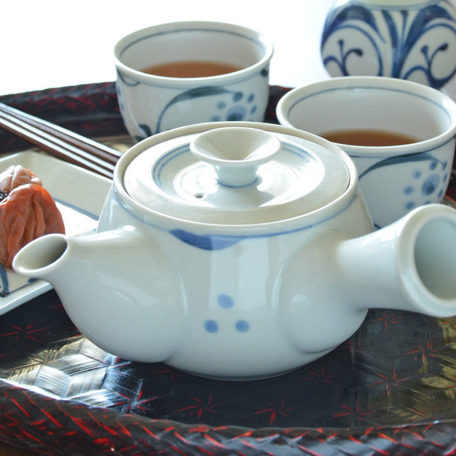 和食器・砥部焼　太陽柄の平急須