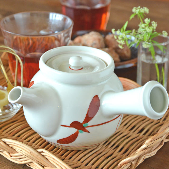 和食器・砥部焼　赤笹の丸急須