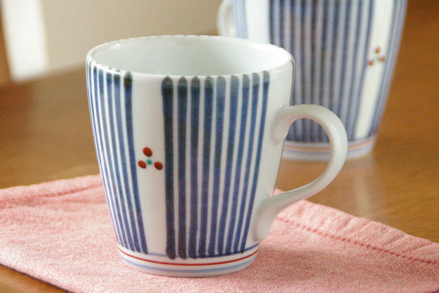 【砥部焼 梅山窯】とくさみつ紋のモーニングカップ