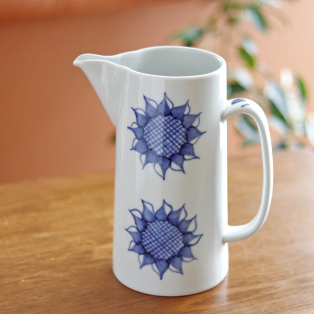 和食器・砥部焼　梅山窯のひまわりの水差し(大)