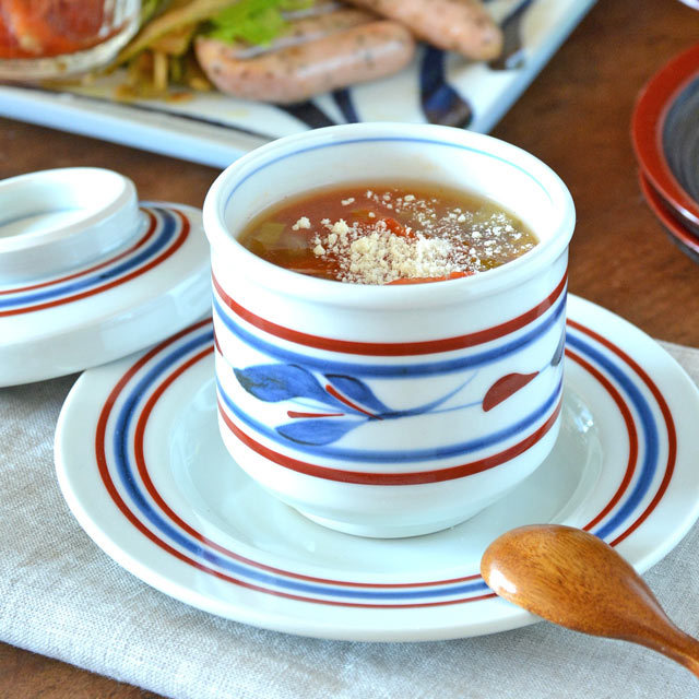 和食器・砥部焼　みつ葉の茶碗蒸し