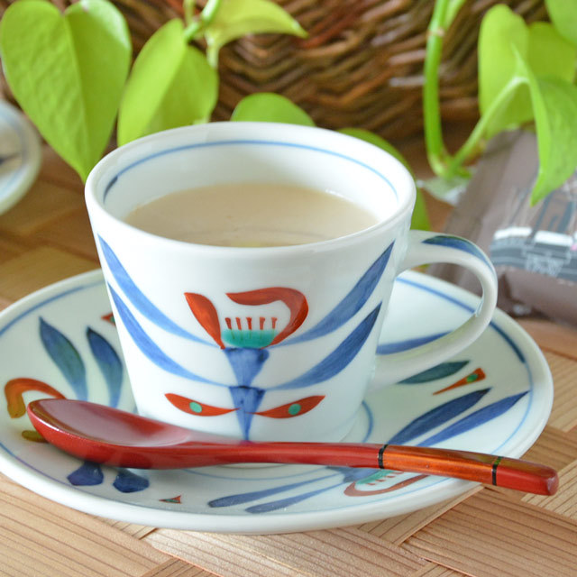 和食器・砥部焼　あか花のコーヒーカップ