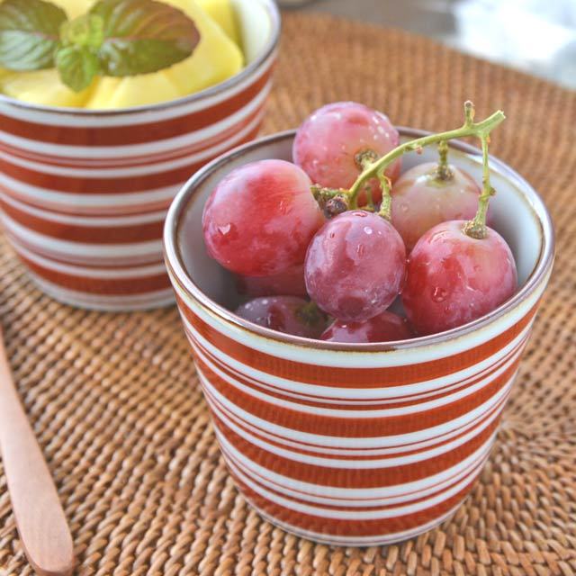 和食器・砥部焼　赤巻赤線のそばちょこ