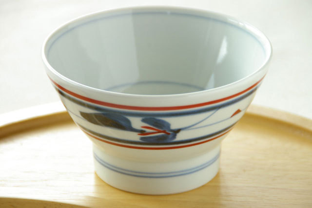【砥部焼 梅山窯】みつ葉の茶碗（小）
