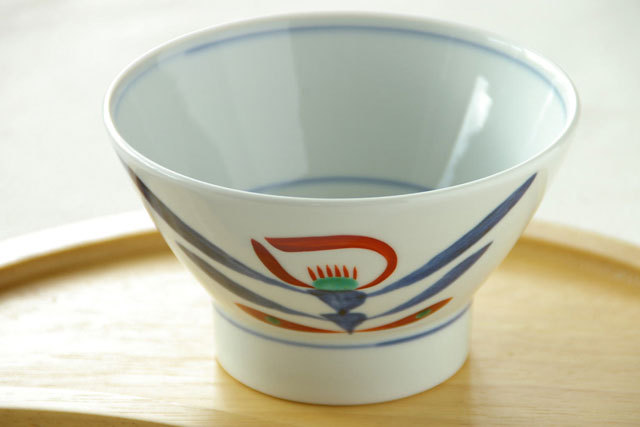 【砥部焼 梅山窯】あか花の茶碗（小）