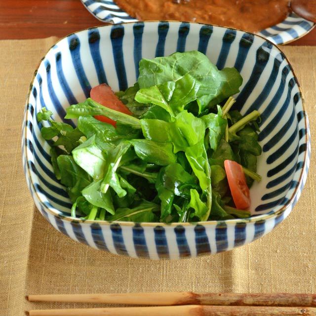 和食器・砥部焼　とくさの角ボール(6寸)