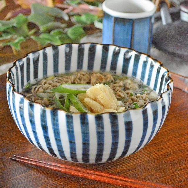 和食器・砥部焼　とくさの波口ボール(5寸)