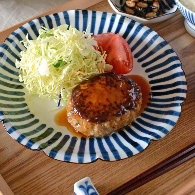 和食器・砥部焼　とくさの花皿(7寸)