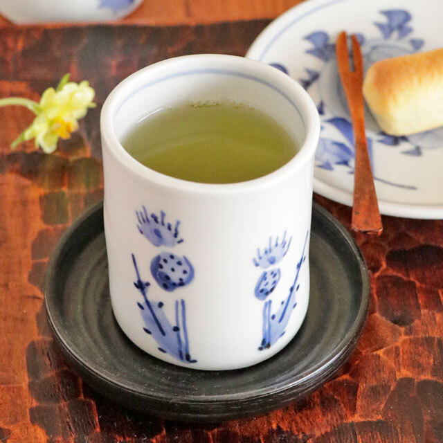 【砥部焼 森陶房】あざみの筒湯呑(大）