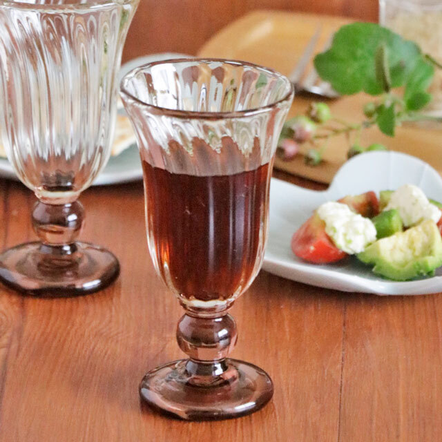 【吹きガラス　村上恭一】玉足ワイングラス(アメジスト)