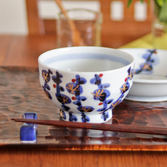 【砥部焼 西岡工房】梅林の茶碗(大)