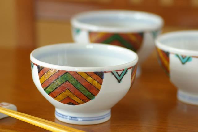 和食器・砥部焼　やきしめ柄の茶碗