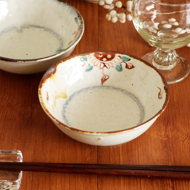 【砥部焼　中田窯】色絵の平鉢(4.5寸)A・B・C・D・E