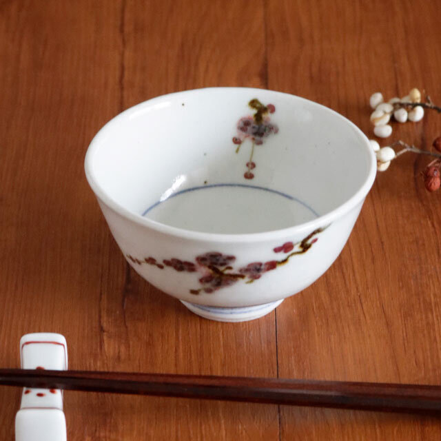【砥部焼 中田窯】小梅の反茶碗