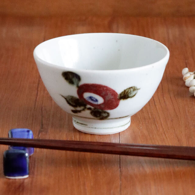 【砥部焼 中田窯】椿のくらわんか茶碗・B