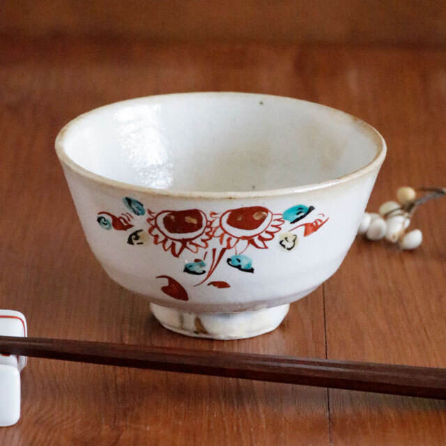 【砥部焼 中田窯】化粧色絵の茶碗(A・B)