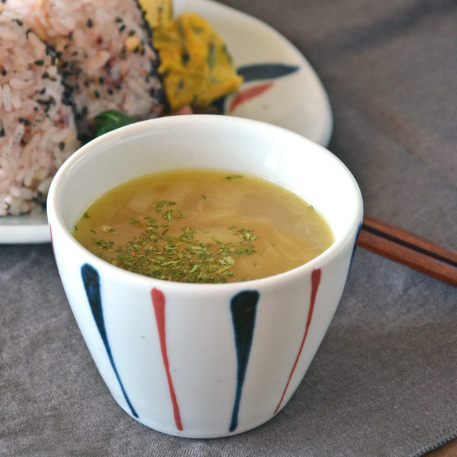 和食器・砥部焼　青赤線のそばちょこ