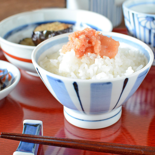和食器・砥部焼　はけめ文の茶碗(小)