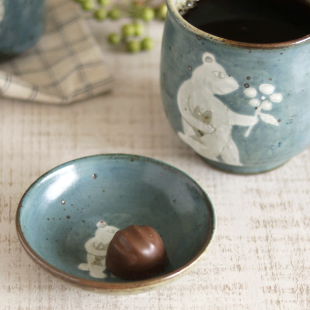 【砥部焼 皐月窯】くまの小皿(3寸)