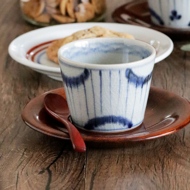 【砥部焼 皐月窯】丸十草のそばちょこ