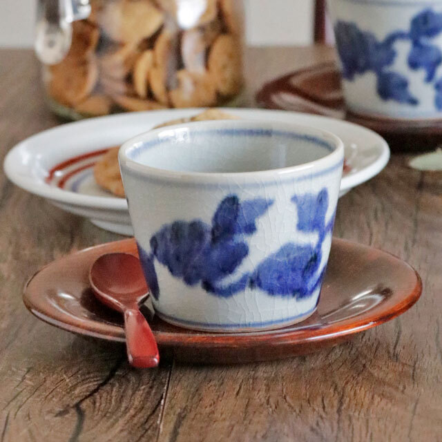 【砥部焼 皐月窯】鳥草花文のそばちょこ