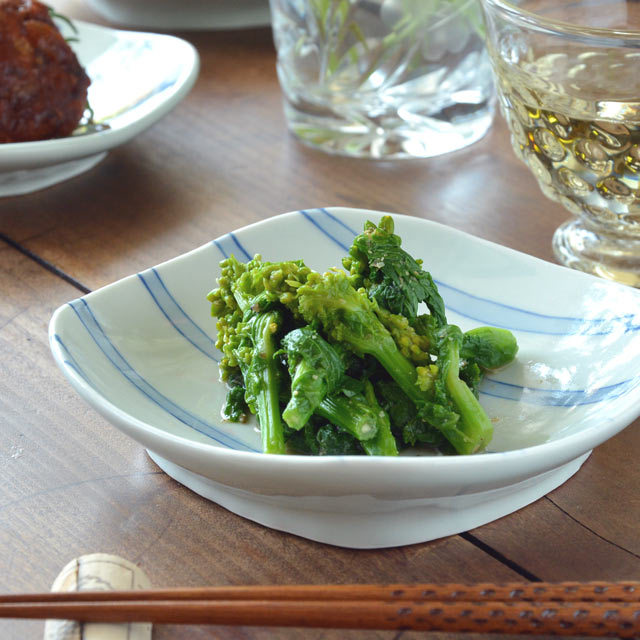 和食器・砥部焼　まるしかく取皿（ダミストライプ）