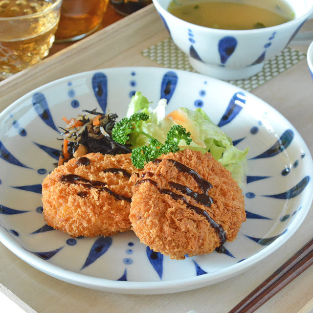 和食器・砥部焼　あまつぶの丸皿(7寸)