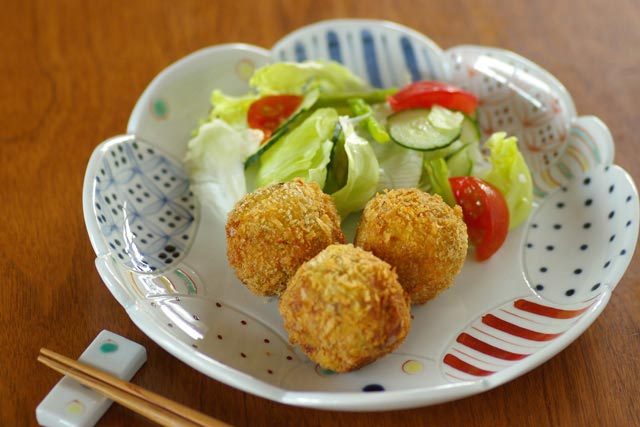 砥部焼 陶房遊 彩り紋の花皿　6寸　4枚 砥部焼の和食器 陶房遊の中皿 【砥部工房 からくさ】