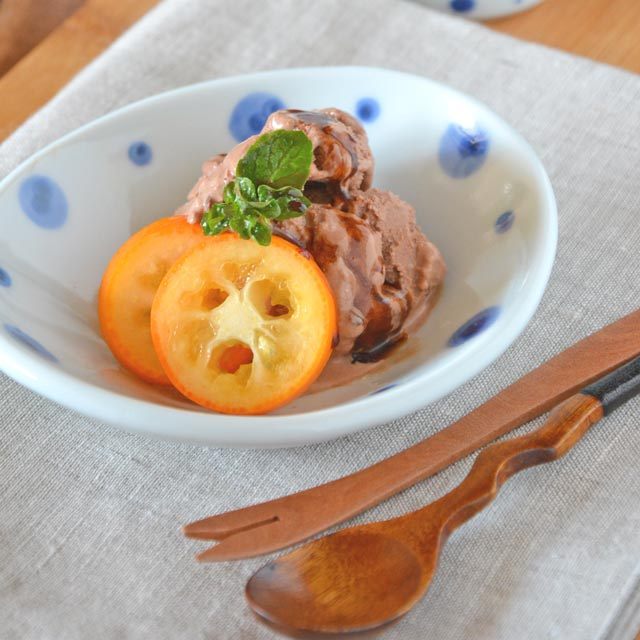 和食器・砥部焼　みずたまの楕円小皿