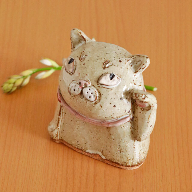【陶工房 Sato】うわむき招き猫