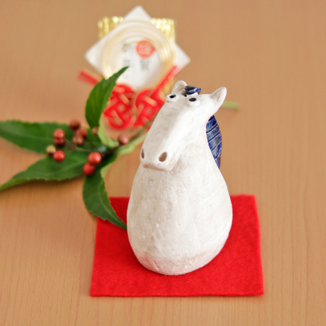 【陶工房 Sato】干支 午(ホワイト・ネイビー)