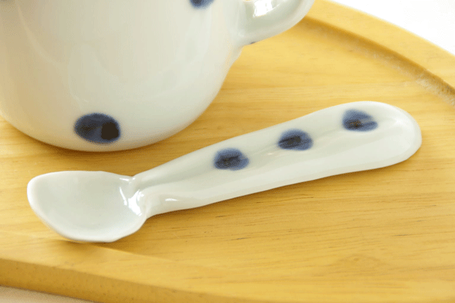 【砥部焼 梅乃瀬窯】水玉もようのスプーン★