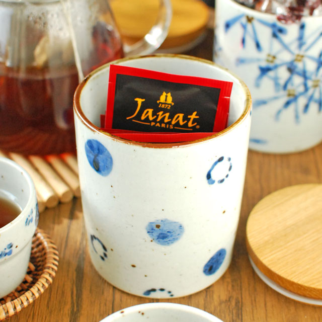 和食器・砥部焼　水玉のキャニスター