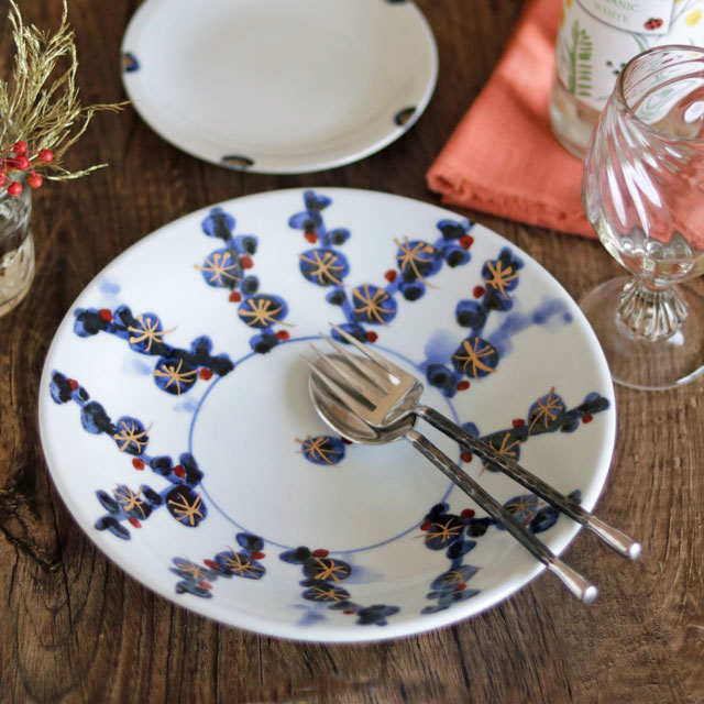 【砥部焼 西岡工房】梅林のパスタ皿