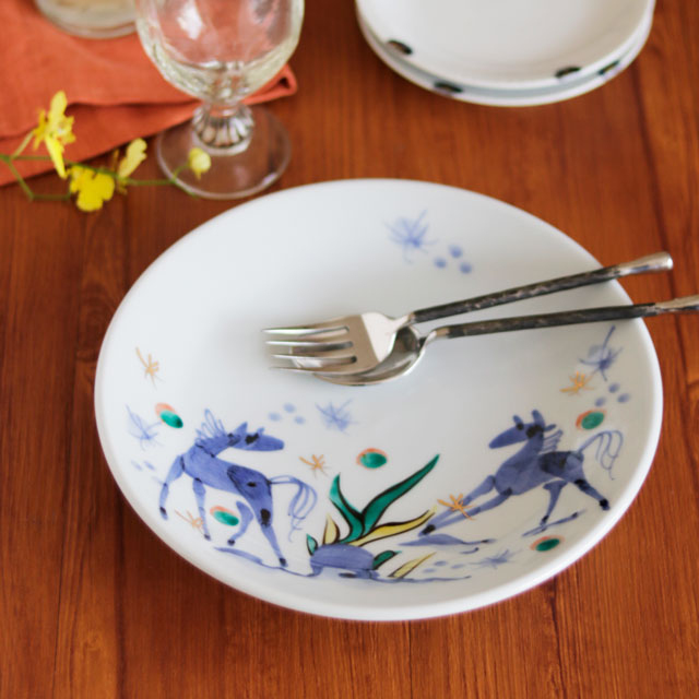 【砥部焼 西岡工房】うまのパスタ皿