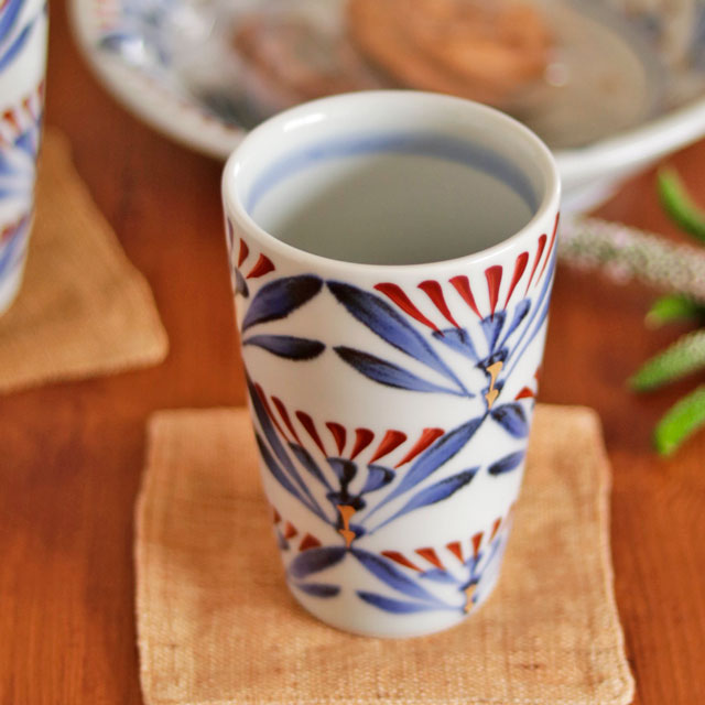 【砥部焼 西岡工房】芭蕉紋のタンブラー(大)