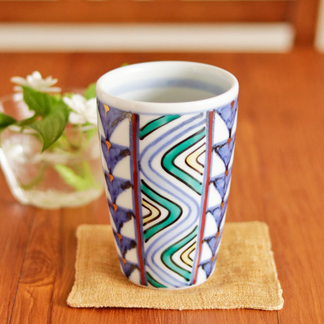 【砥部焼 西岡工房】色絵金彩のタンブラー(大)