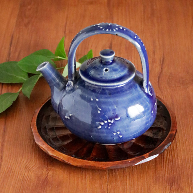 【砥部焼 中田窯】瑠璃色の土瓶