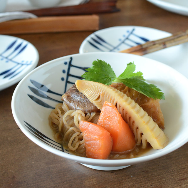和食器・砥部焼　羽根文の広鉢(6寸)