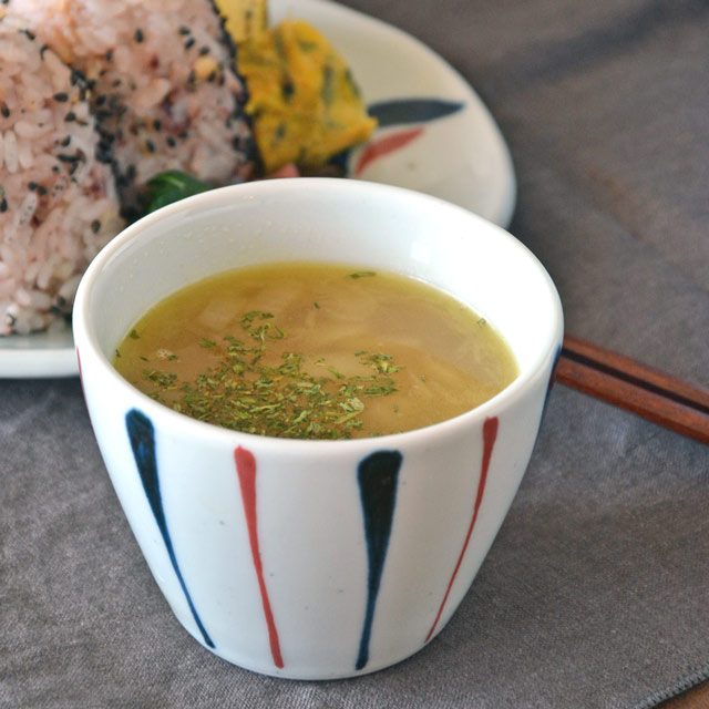 和食器・砥部焼　青赤線のそばちょこ